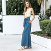 Anna-Kaci Women's Chambray Tie Wide-Leg Palazzo Jeans for Casual Looks - X Large ,Medium Denim - 3 of 4