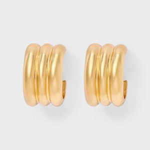 Ribbed Hoop Earrings - A New Day™ Gold - 1 of 3