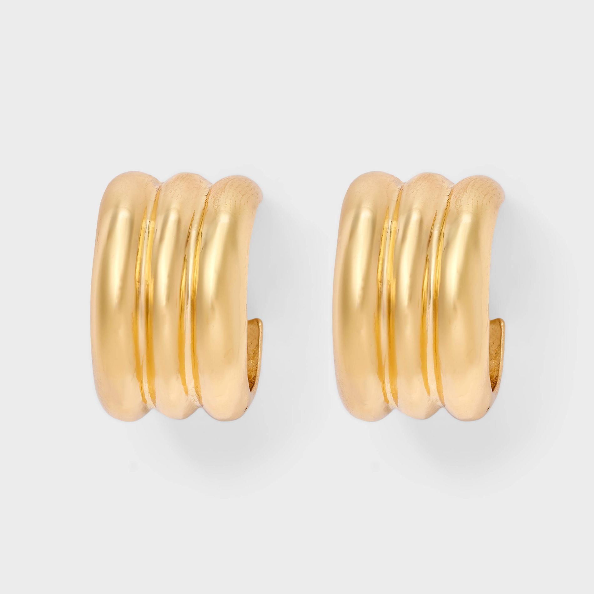 Ribbed Hoop Earrings - A New Day™ Gold
