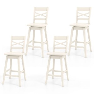 Tangkula 4PCS 24" Counter Height Stool Swivel Bar Stool Rubber Wood w/ Inclined Backrest - 1 of 4
