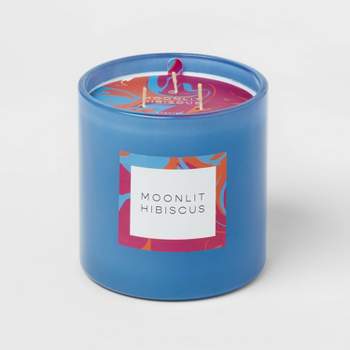 3-Wick 28oz Glass Moonlit Hibiscus Candle Light Blue - Opalhouse™