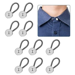 Mench Super Stays 10 Neck Collar Extenders for Mens Dress Shirts - Metal Top Button Shirt Extender Bow Tie - Men Buttons Expander Extension - Silver - 1 of 4