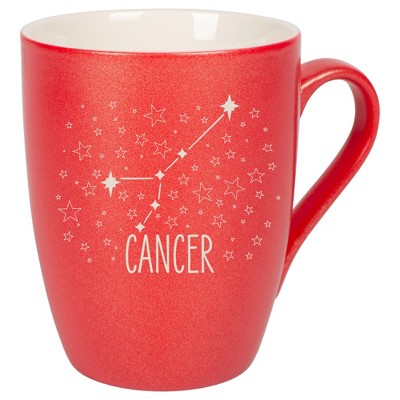100 North Zodiac 10 Ounce Crimson Red Metallic Finish, Comfortably Fits Your Hands, New Bone China Coffee Tea Cup Mug, Cancer