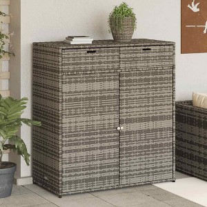Garden Storage Cabinet Grey PE Rattan Large Durable - 1 of 4
