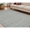 Gray Blue And Ivory Wool Plaid Hand Tufted Area Rug - 2 of 4