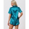 cheibear Women's Silky Satin Nightwear with Shorts Lounge Sleepwear Pajama Set - 3 of 4