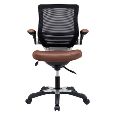 Edge Swivel Office Chair with Adjustable Arms in Tan Vinyl