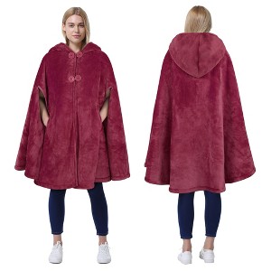 Catalonia Women's Fuzzy Fleece Cardigan, Open Front No Sleeve Shrug, Cozy Hoodie Blanket Shawls Wearable, Valentine’s Day Gift Woman - 1 of 4