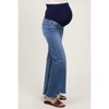 Pinkblush Blue Distressed Fringe Hi-Lo Hem Cropped Flare Maternity Jeans - 4 of 4