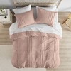 3Pcs Comforter set Pinch Pleat Comforter for All Seasons, Grid Pattern Lightweight Bedding Set, Solid Chic Vintage Style Farmhouse Bed Comforter Sets - 4 of 4