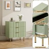 Modern Nightstand with Fluted 3 Deep Drawers & Metal Legs, Wooden Dresser Organizer, Side Table for Bedroom Living Room Hallway Kids Room - 3 of 4