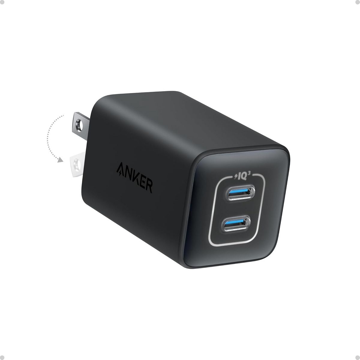Anker Nano 47W USB C Charger, 2 Port Compact Foldable GaN Charger