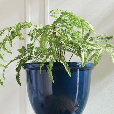 29.5" Tall Green Silk and Plastic Potted Fern
