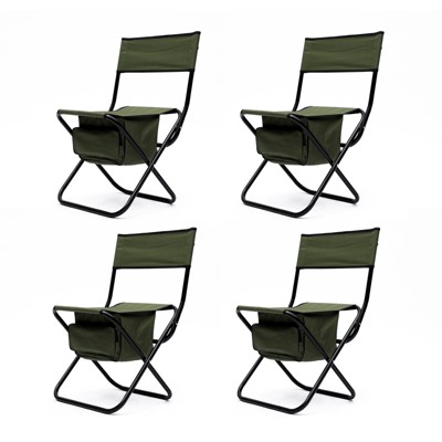 VisioGear Outdoor Portable Chairs, 4-piece Folding Outdoor Chair with Storage Bag, Portable Chair for Outdoor Camping, Green, 19.3"*15.35"*30.5"