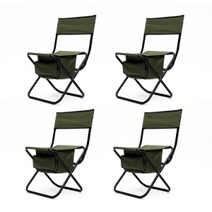DSVIMOY Outdoor Portable Chairs, 4-piece Folding Outdoor Chair with Storage Bag, Portable Chair for Outdoor Camping, Green, 19.3"*15.35"*30.5" - 1 of 4