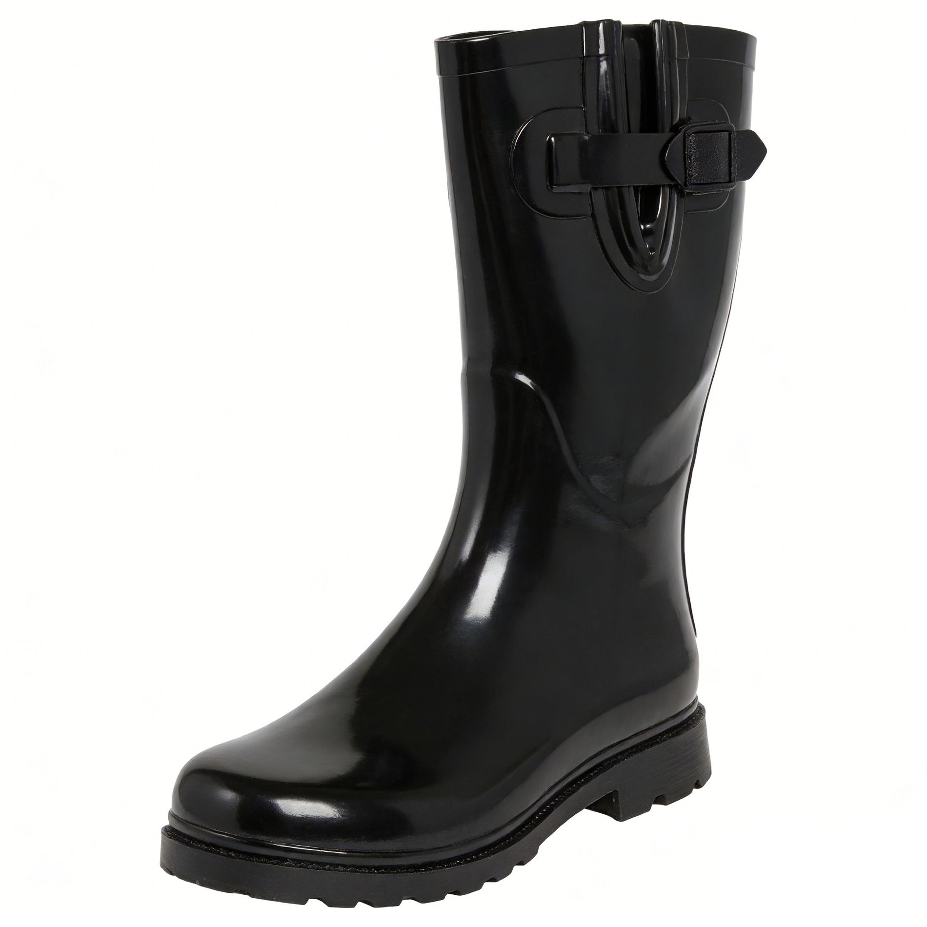 Women's Rain Boots Rubber Black 10" Adjustable Side Buckle