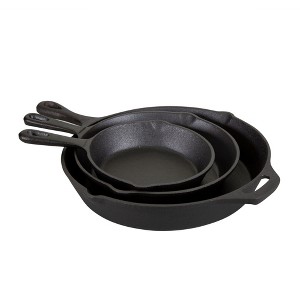 Stansport Pre-Seasoned Cast Iron Frying Pans - 3 Piece Set - 1 of 4