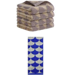 REGALWOVEN 5 Pack Cotton Soft Absorbent Geometric Pattern Hand Towels 13" x 29" - 1 of 4