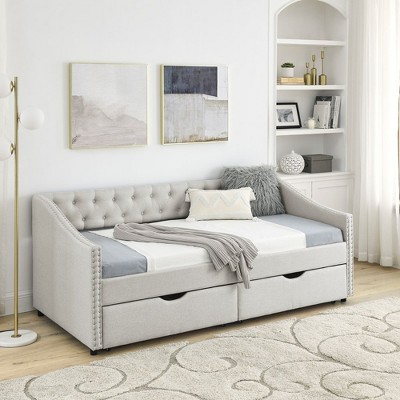 Twin Size Daybed with Drawers Upholstered Tufted Sofa Bed(81.5''x4''x30.5'')