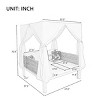 Outdoor Patio Daybed with Curtain and Canopy, 2-Seater Woven Rope Sunbed, Daybed with Iron Frame and Foam Cushions and Pillows–Cuddlewood - 3 of 4