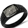 Steeltime Men's black ip stainless steel "Our Father" english prayer segmented ring - 2 of 4
