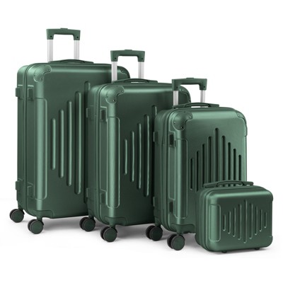 Karl Home 4 Piece Set ABS Trolley Cases Iron Trolley Rod Green
