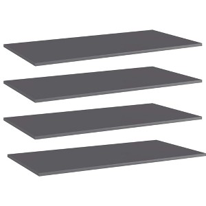 vidaXL Bookshelf Boards 4 pcs High Gloss Gray 39.4"x19.7"x0.6" Engineered Wood - 1 of 4