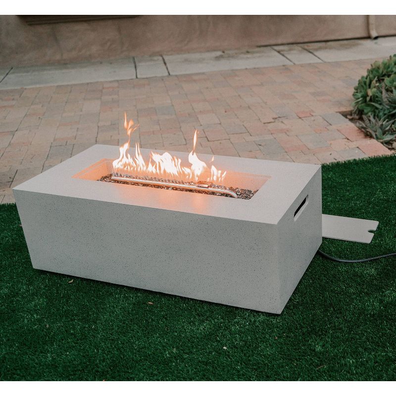 Kante 42&#34; Rectangular Concrete &#38; Metal Outdoor Propane Gas Modern Smokeless Fire Pit Table - Light Gray -  Rosemead Home &#38; Garden, Inc., 5 of 9