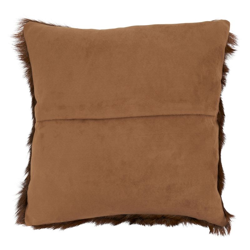 Saro Lifestyle Goat Fur Throw Pillow With Poly Filling, Brown, 2 of 3
