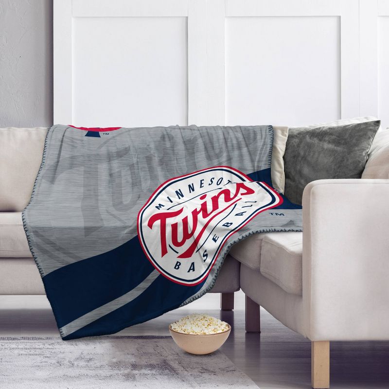 MLB Minnesota Twins Corner Logo Faux Shearling Blanket, 2 of 4