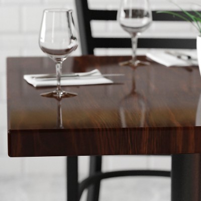 Glenbrook 36'' Square High-Gloss Walnut Resin Dining Table Top
