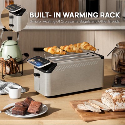 Whall New 4-slice toaster, Smarter Screen And Easier Operation, Full Stainless Steel,5 Basic Functions,Suitable For Different Bread Household Electric