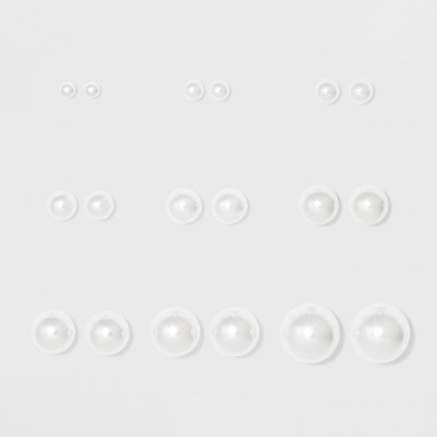 Simulated Pearls Multi Stud Earrings 9ct - Wild Fable™ White