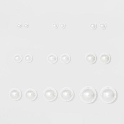 Simulated Pearls Multi Stud Earrings 9ct - Wild Fable™ White