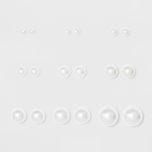 Simulated Pearls Multi Stud Earrings 9ct - Wild Fable™ White - image 1 of 2
