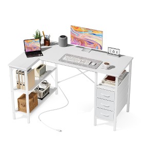 Lyngins L-Shaped Gaming Desk with Power Outlets, Ergonomic Office Desk & Computer Desk, 3 Drawers Corner Desk for Home Office/Multi-Monitor Setups - 1 of 2