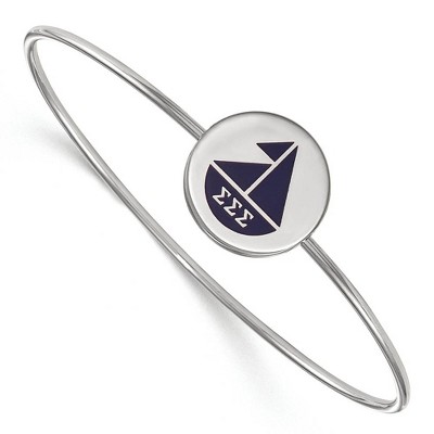 Black Bow Jewelry Sterling Silver Sigma Sigma Sigma Greek Life Bangle Bracelet 7 Inch