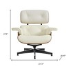 HomeRoots 27" Off White and Light Brown Tufted Genuine Leather Swivel Lounge Chair With Ottoman - 3 of 4