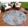 Navy Blue And Sky Blue Floral Washable Indoor Outdoor Area Rug - 2 of 4