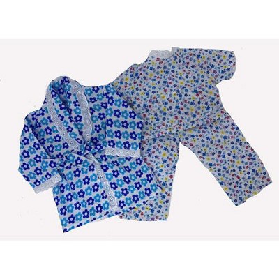 Doll Clothes Superstore Blue Flower Pajamas With Bathrobe For 18 Inch Dolls