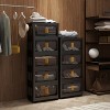 KWPZQEB Plastic Tall Storage Cabinet with Movable Wheels, Magnetic Doors, Foldable Plastic Organizers and Storage for Bathroom, Living Room, Black - 3 of 4