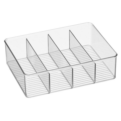 iDESIGN 4-Section Storage Bin for Pantry or Kitchen Cabinets, Clear