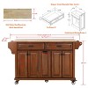 PAGED Kitchen Island with Rubber Wood Countertop, Kitchen Cart on 5 Wheels with Storage Cabinet and 2 Top Drawers for Kitchen - 2 of 4