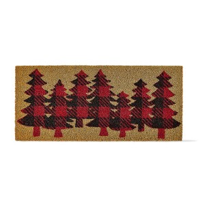 tagltd 1'5"x3'3" Coir Estate Mat Tis This Season Red Background Green Pine Trees Rectangle Indoor and Outdoor Door Welcome Mat - 1 of 3