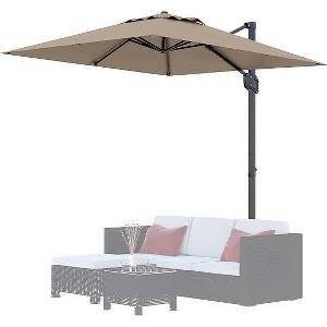 10FT Square Cantilever Patio Umbrella, 360° Rotating Sun Shade with Locking Handle, Heavy-Duty Aluminum Frame for Deck & Balcony - 1 of 4