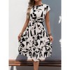 Floral Dress for Women Wedding Guest Crewneck Short Sleeve Casual Summer Dress Tie Waist Midi Flowy Boho Beach Dresses - 4 of 4