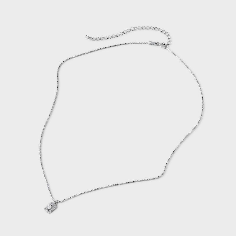 Sterling Silver Radial Initial Tag Chain Necklace - A New Day™ Silver, 4 of 6