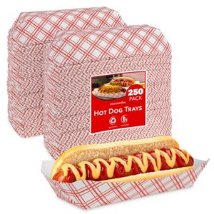 Stock Your Home Red & White Checkered Hot Dog Trays (250 Pack) - 1 of 3