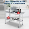 Stainless Steel Prep Table, Commercial Kitchen Prep & Work Table with Adjustable Under Shelf & 4 Wheels, Rolling Workbench for Kitchen - 4 of 4