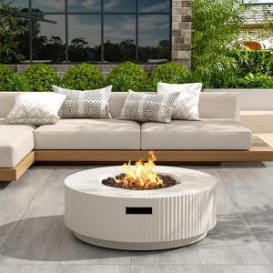 Christopher Knight Home Elisha Outdoor Lightweight Concrete 40,000 BTU Fire Pit Table with Lid - 1 of 4